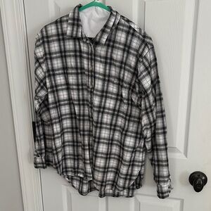 Black and White Plaid Button-Up Shirt